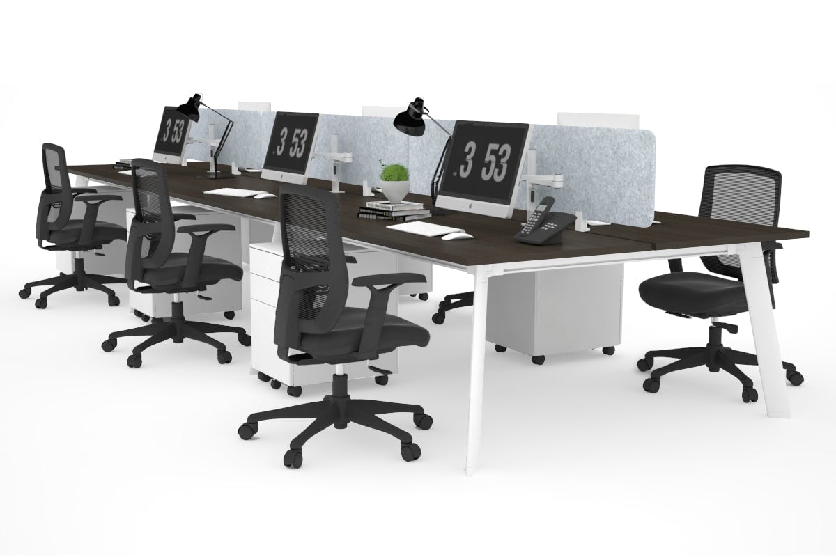6-Person Switch Workstation with White Frame - 1200L x 700W Dimensions - Ideal for Office, Conference Room, or Collaborative Workspace