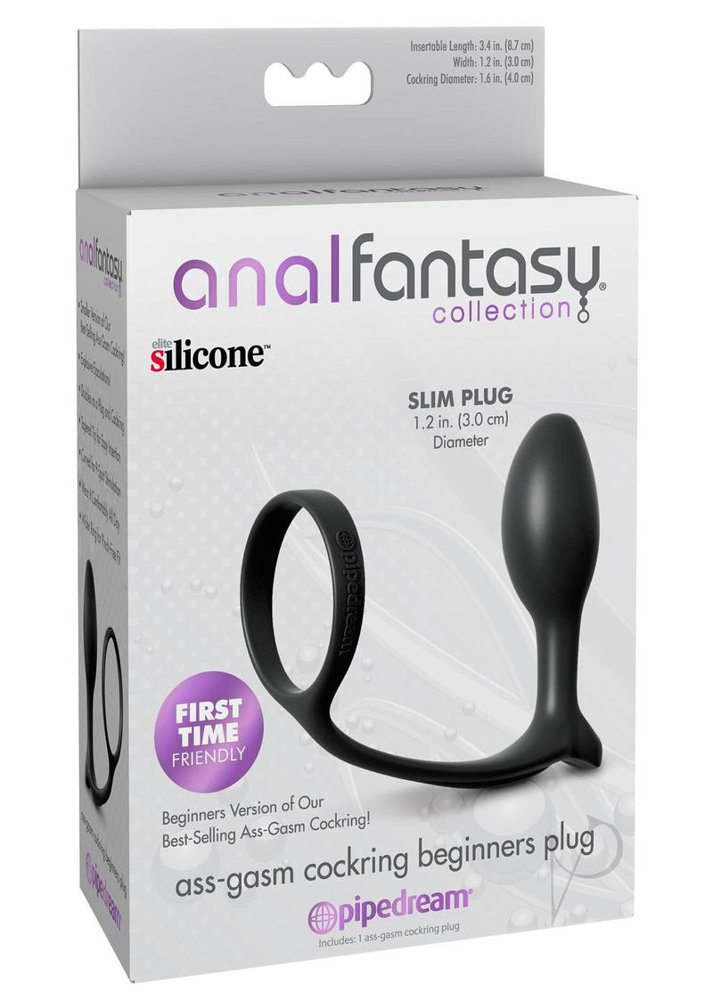 Anal Fantasy Collection - Silicone Beginner's Butt Plug Slim 3.4 Inch Black - Comfortable Anal Training Toy for Couples & Solo Play - Perfect for Beginners & Sensual Exploration