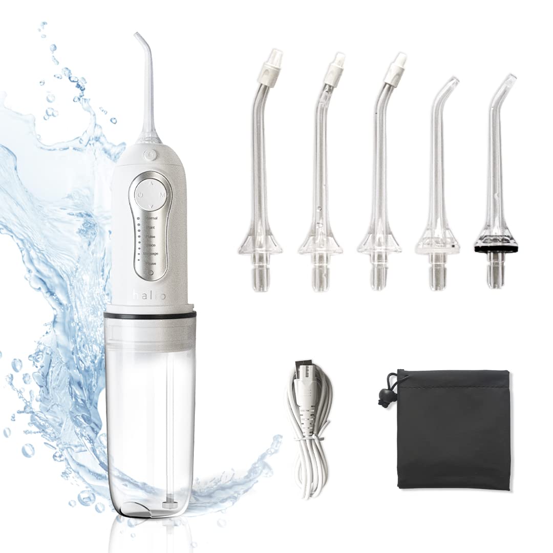 Halio 260ML Professional Cordless Water Dental Flosser - Electric Rechargeable Oral Irrigator with 5 Jet Tips & 6 Cleaning Modes, IPX7 Waterproof for Teeth Cleaning at Home, Travel or Office Use