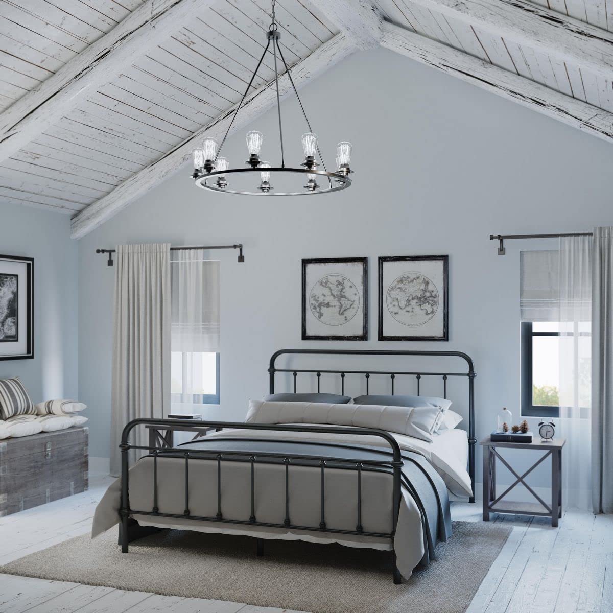 9-Light Farmhouse Chandelier in Graphite - Rustic Ceiling Lighting Fixture for Dining Room, Kitchen Island & Bedroom | Debut Collection