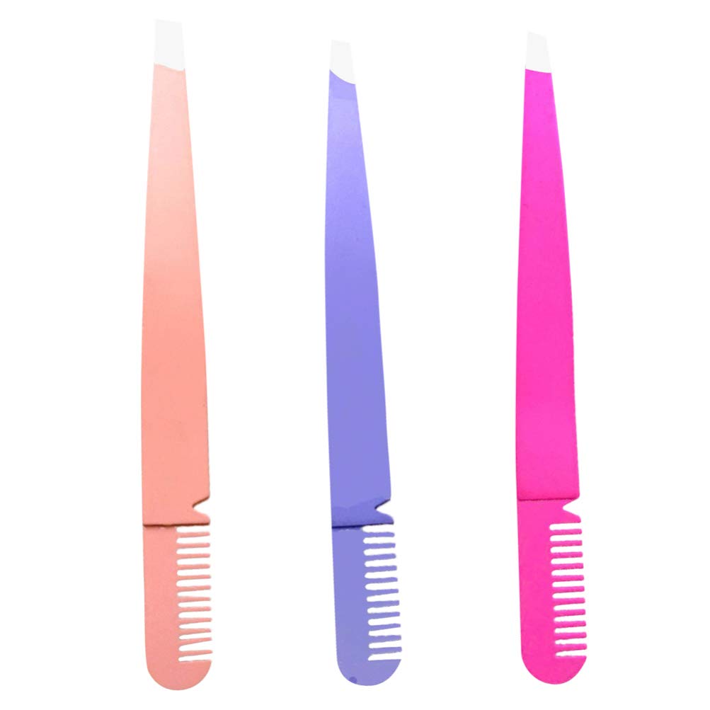 3-in-1 Eyebrow Tweezers Set with Comb - Perfect for Eyebrow Shaping & Makeup