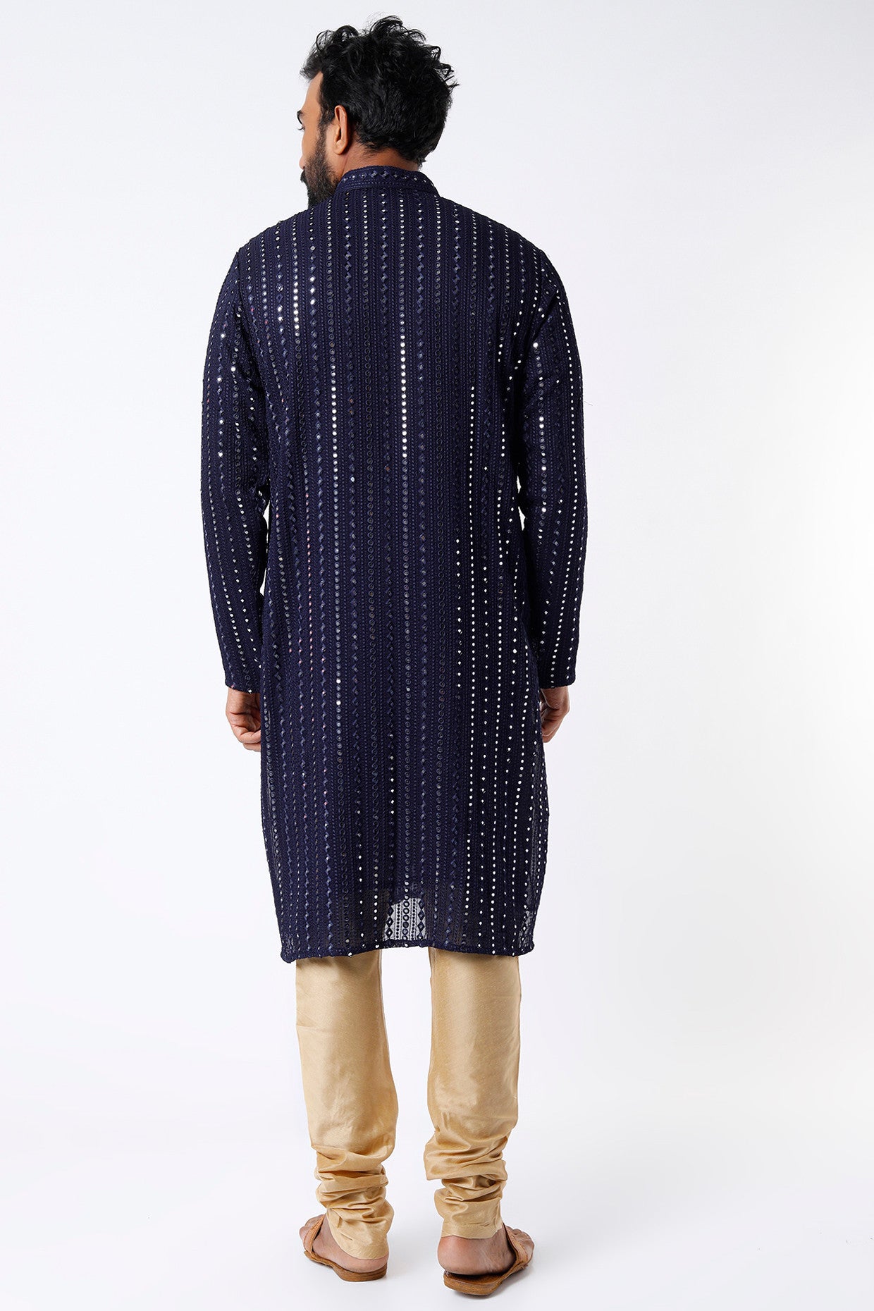 Stylish Navy Blue Mirror Work Kurta for Women - Traditional Indian Embroidered Tunic Top - Perfect for Festivals, Weddings & Ethnic Parties