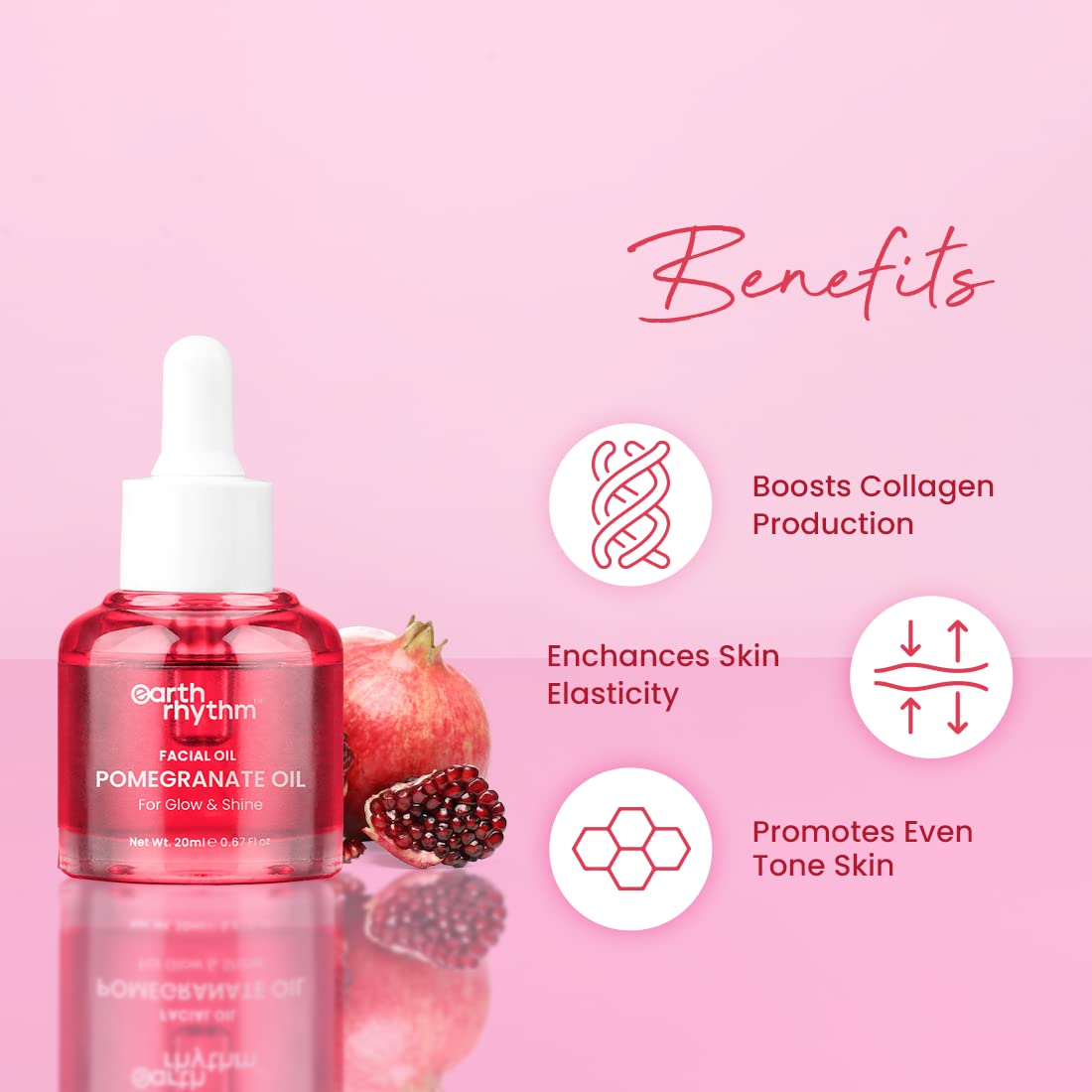 Organic Cold Pressed Pomegranate Face Oil for Hydration, Pigmentation & Dark Spot Treatment | 20ml | Vegan Skincare for Dry, Sensitive & Acne-Prone Skin | Day & Night Moisturizer