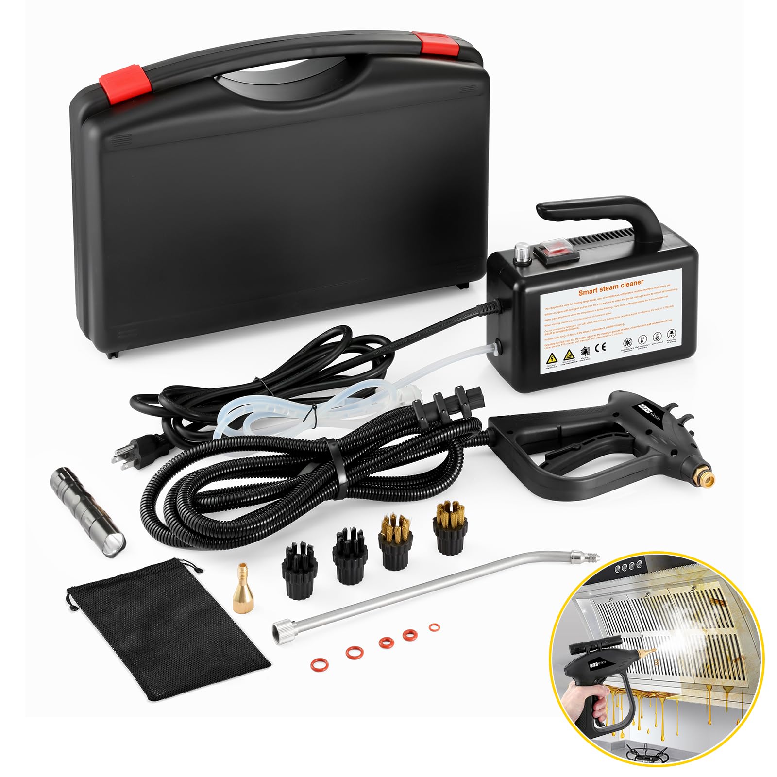 Dyna-Living 1700W Portable Handheld Steam Cleaner - High Pressure Steam Cleaner for Car Detailing, Home Use, Furniture & Kitchen Cleaning | Perfect for Deep Cleaning Upholstery, Tiles, Grout & More