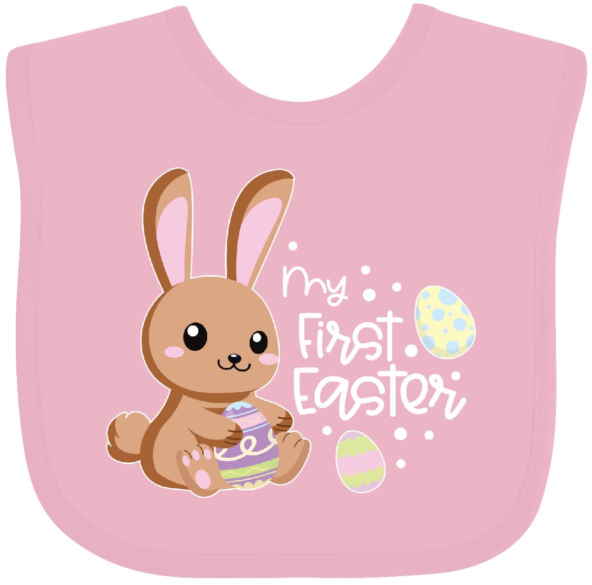 My 1st Easter Baby Bib with Cute Brown Bunny & Easter Eggs - Adorable Easter Outfit for Baby's First Easter Celebration