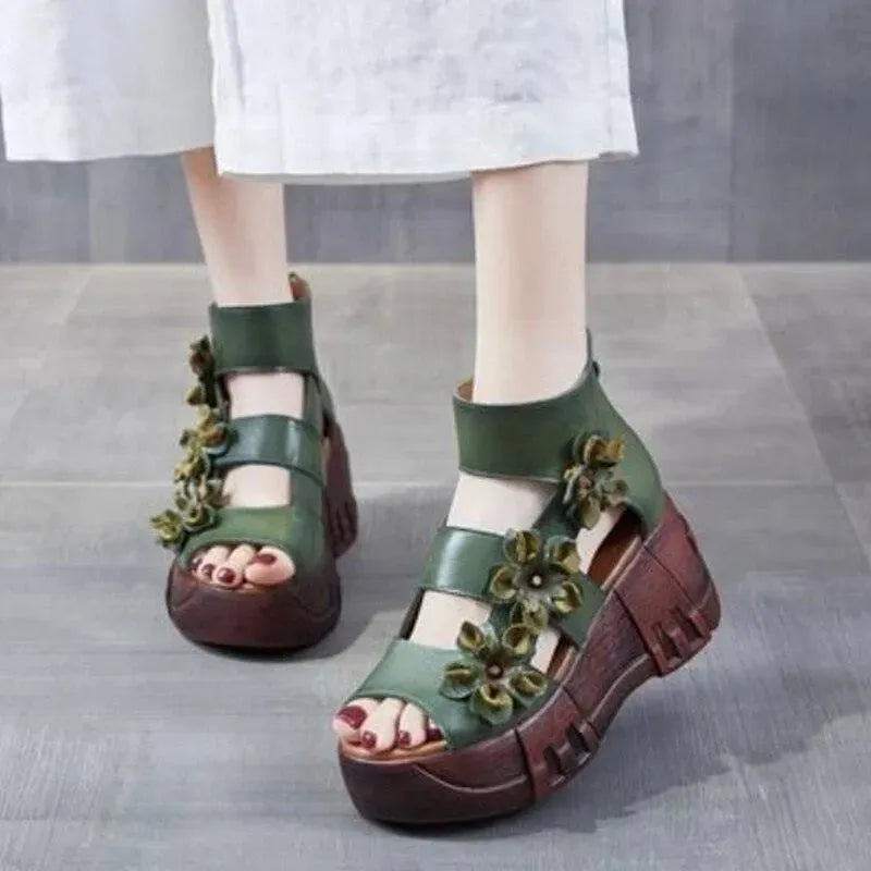 Stylish Floral Wedge Sandals for Women - Comfortable Summer Beach Wedding Shoes with Non-Slip Sole | Perfect for Outdoor Parties, Vacations, and Casual Wear