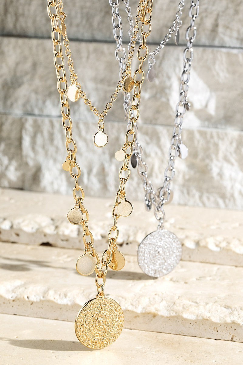 FMN152 Layered Gold Coin Necklace - Elegant Stackable Jewelry for Women, Perfect for Layering & Everyday Wear | Gift for Her, Birthday, Anniversary, Valentine's Day