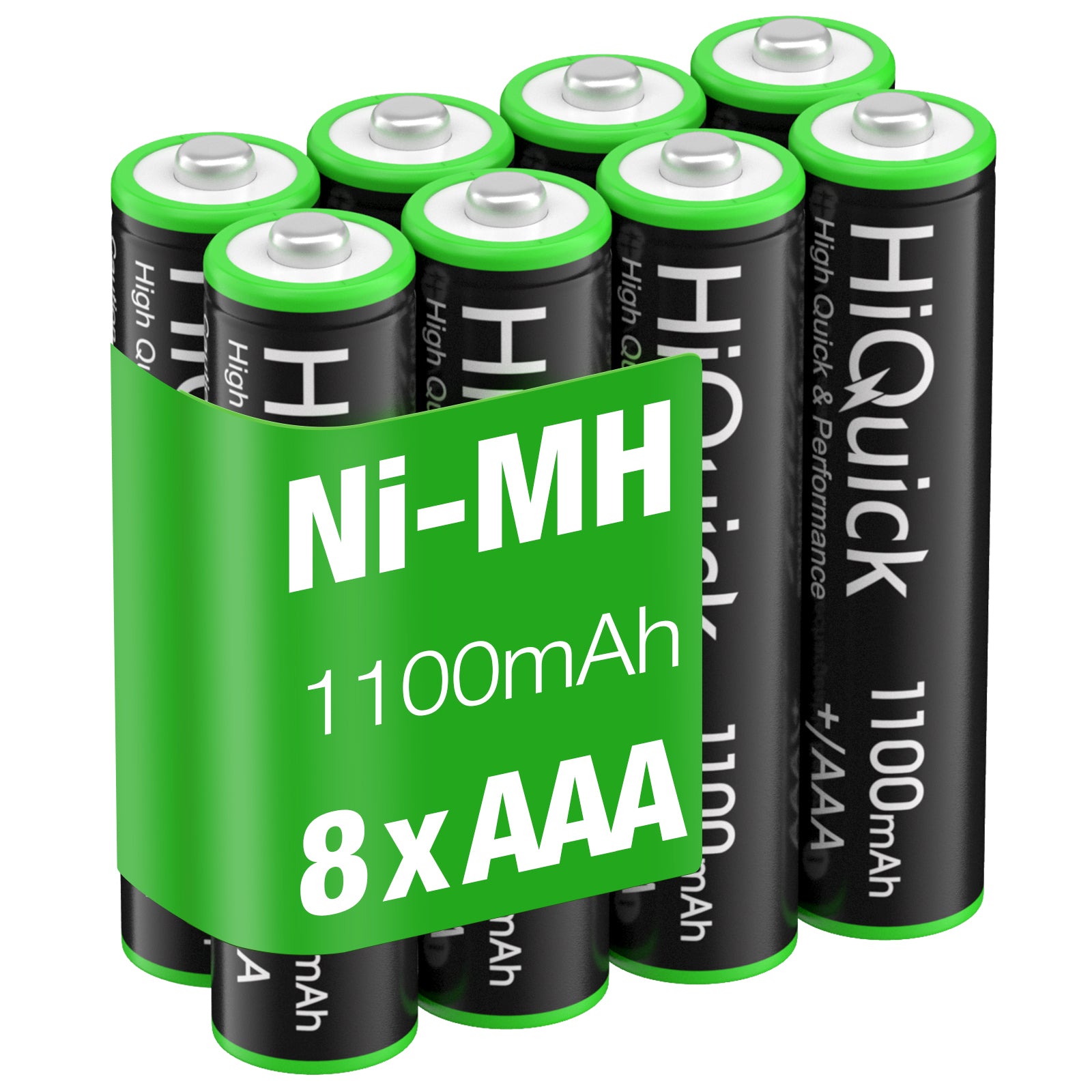 HiQuick Rechargeable AAA Batteries 8 Pack - 1100mAh NiMH Triple A Batteries with Pre-Charged Power | Long-Lasting for Remote Controls, Toys, Flashlights & Electronic Devices