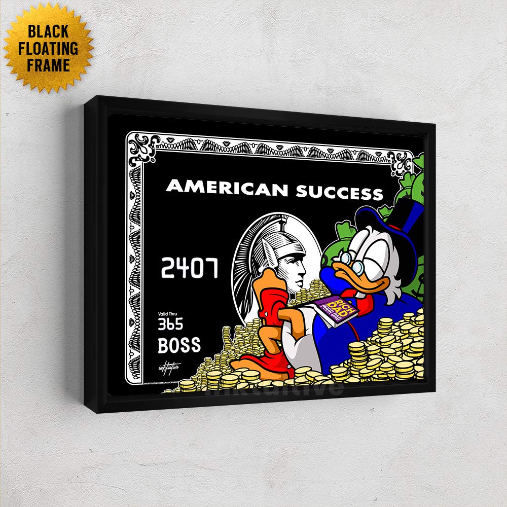 Inktuitive 'American Success' Motivational Canvas Wall Art for Office - 24x18 Inch Black Frame - Inspirational Quotes & Decor for Workspace, Home Office & Business Success