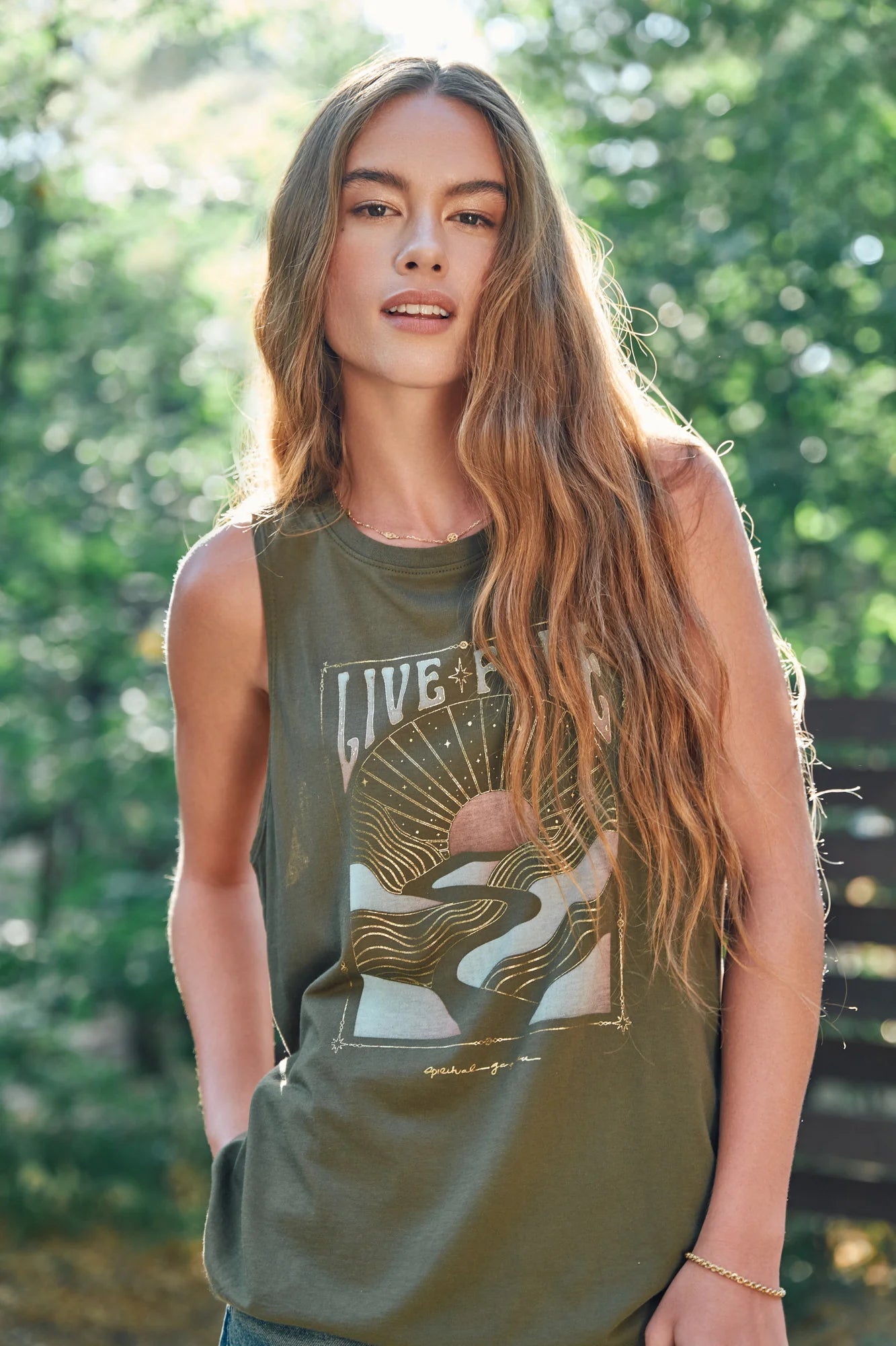 Live Free Jade Muscle Tank - Soft & Breathable Women's Workout Top for Yoga, Gym & Running | Comfortable Sleeveless Athletic Shirt
