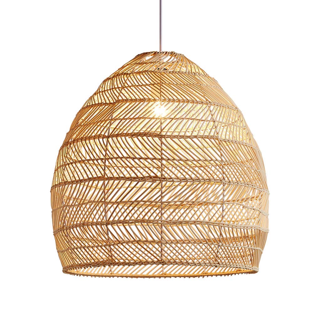 Modern Rattan Pendant Light with E27 Base - Creative Suspension Lighting for Living Room, Bedroom & Dining Room - Boho Farmhouse Ceiling Lamp for Cozy Home Decor & Ambient Lighting