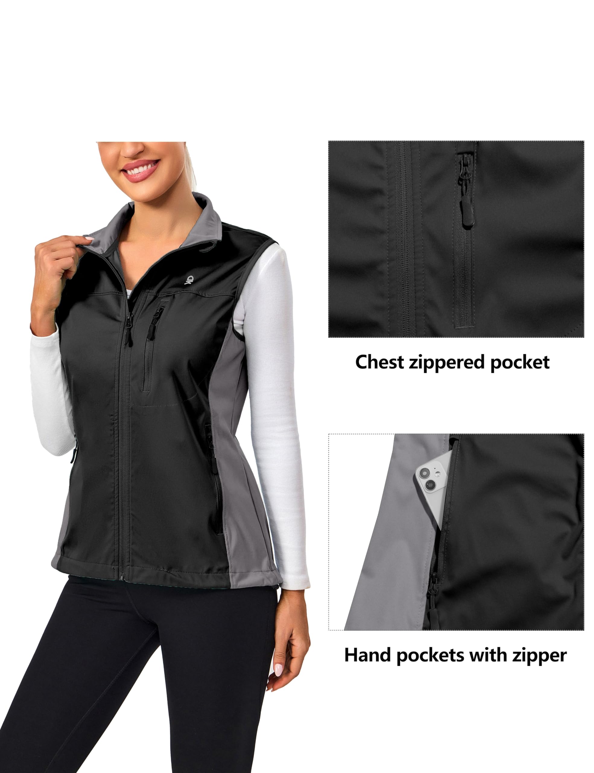 Little Donkey Andy Women's Lightweight Windproof Softshell Vest - Breathable Stretchable Jacket for Golf, Tennis, Running & Cycling - Perfect for Outdoor Sports & Active Lifestyle