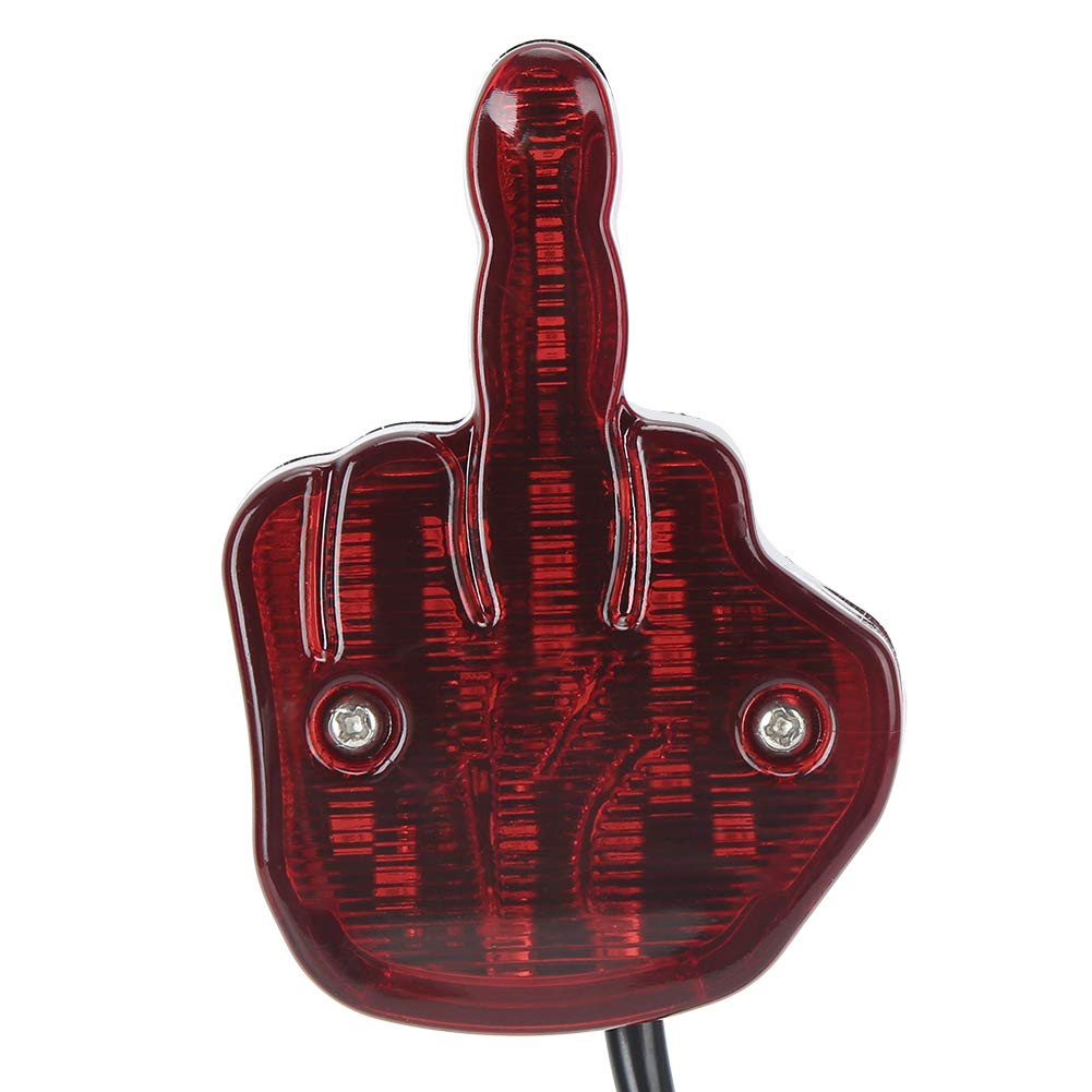 12V LED Motorcycle Taillight with Unique Middle Finger Design - Bright Rear Brake Lamp for Camaro & Arrow Replacement - Perfect for Biker Pranks, Custom Bike Upgrades & Road Safety Enhancement