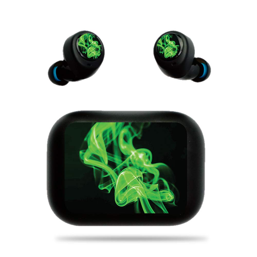 MightySkins Vinyl Skin Cover for Amazon Echo Buds - Green Flames Design | Protective & Durable Decal Wrap | Easy to Apply & Remove | Made in USA | Perfect for Personalization, Protection, and Style Enhancement
