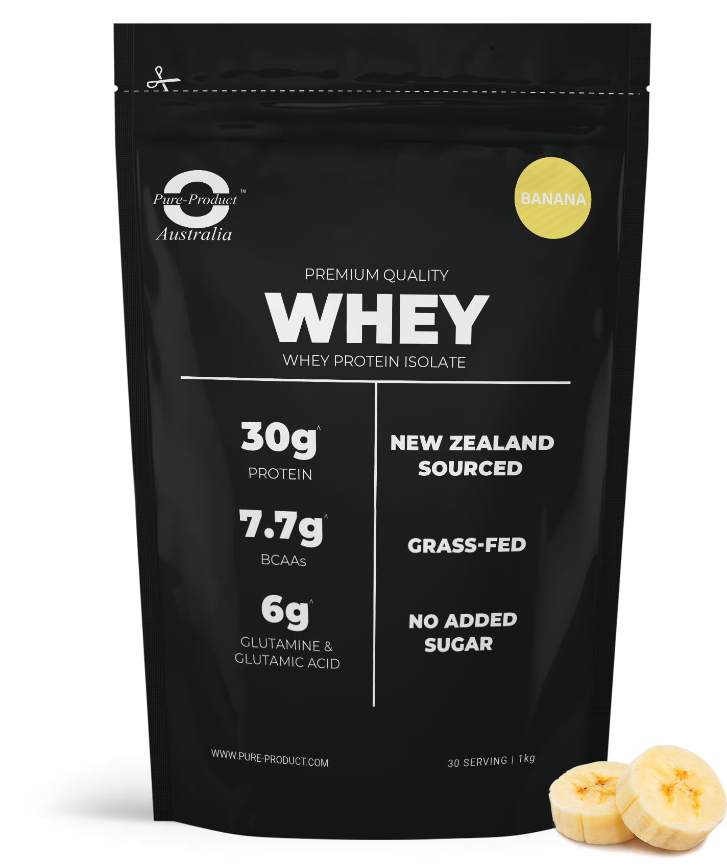 Premium Grass-Fed Whey Protein Isolate & Hydrolyzed - 30g Protein per Serving, Fast Absorption, Non-GMO, Easy Digest - NZ Sourced Protein Powder - 2kg (4.4 lbs) Banana Flavor for Post-Workout Recovery & Muscle Growth