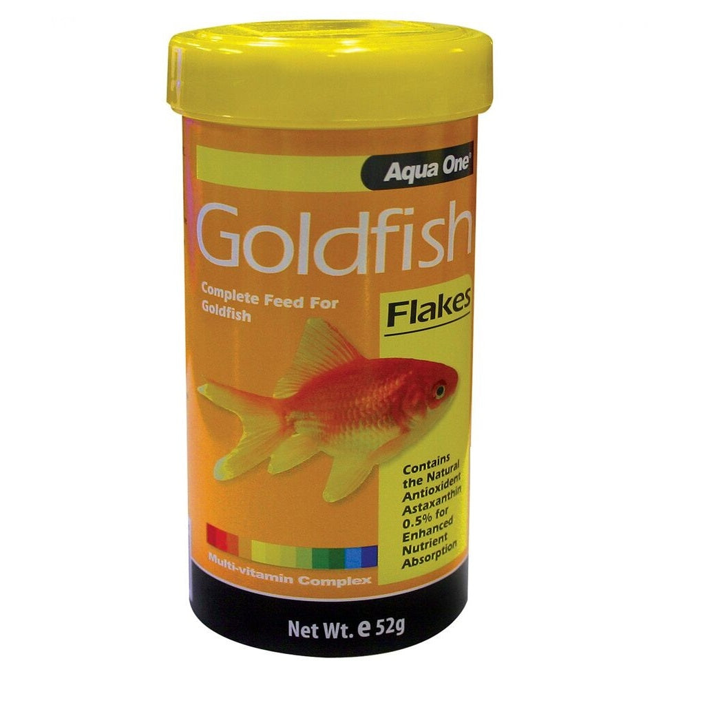 Aqua One Goldfish Flake Food 52g - Premium Nutrition for Healthy Goldfish - Ideal for Daily Feeding in Home Aquariums