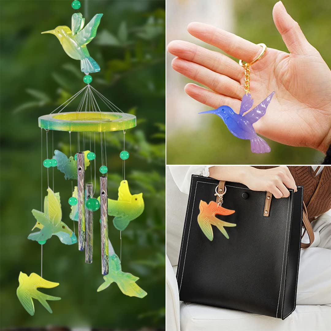 Zayookey Silicone Resin Molds Kit for DIY Wind Chimes - Epoxy Hummingbird Windchime Mold, Keychain & Jewelry Making Supplies | Perfect for Home Decor, Garden Wind Bells, and Handmade Gifts