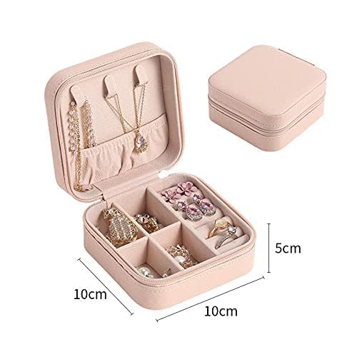 Premium PU Leather Jewelry Organizer with Zipper & Dividers - Portable Storage Box for Rings, Earrings, Necklaces - Home & Travel Jewelry Case (Pink) | Perfect for Travel, Gifts & Closet Organization