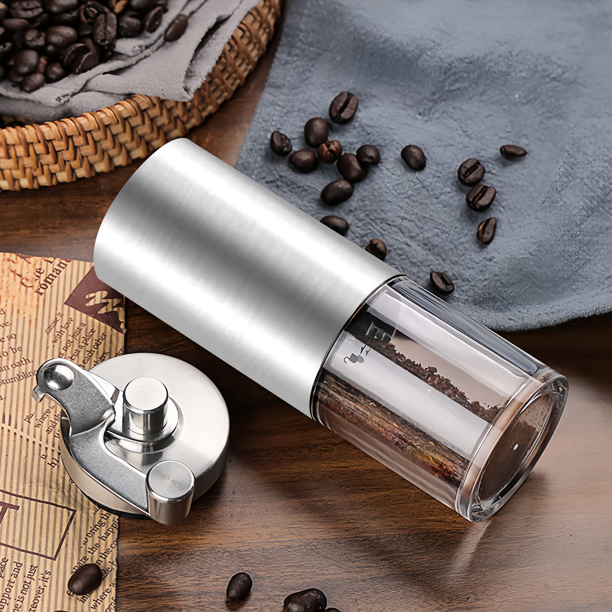 Portable Manual Coffee Grinder - Adjustable Ceramic Burr for Home & Camping