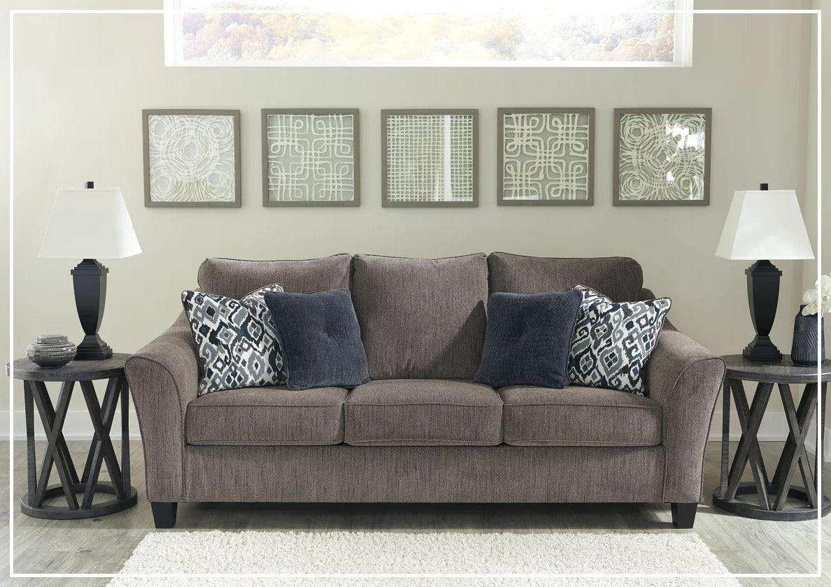 Gio Italia Naldini Sleeper Sofa in Slate Brown - Convertible 3-Seater Couch Bed for Small Spaces & Guest Rooms