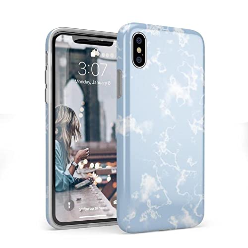 Casely iPhone X/XS Case - Light Blue Skies Marble Clouds Design | Slim Protective Phone Cover for Women & Men | Perfect for Work, Travel & Everyday Use