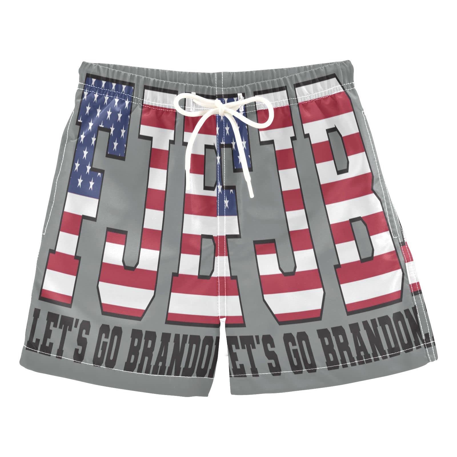 Let's Go Brandon Boys Swim Trunks - American Flag Toddler Beach Board Shorts for Kids (2T) - Perfect for Pool, Beach & Summer Water Activities