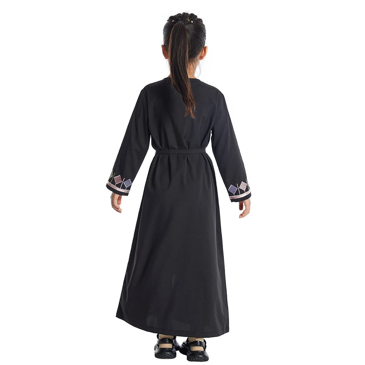 Elegant Middle Eastern Arab Girl Embroidered Abaya Dress #25623 - Perfect for Eid, Weddings & Special Occasions