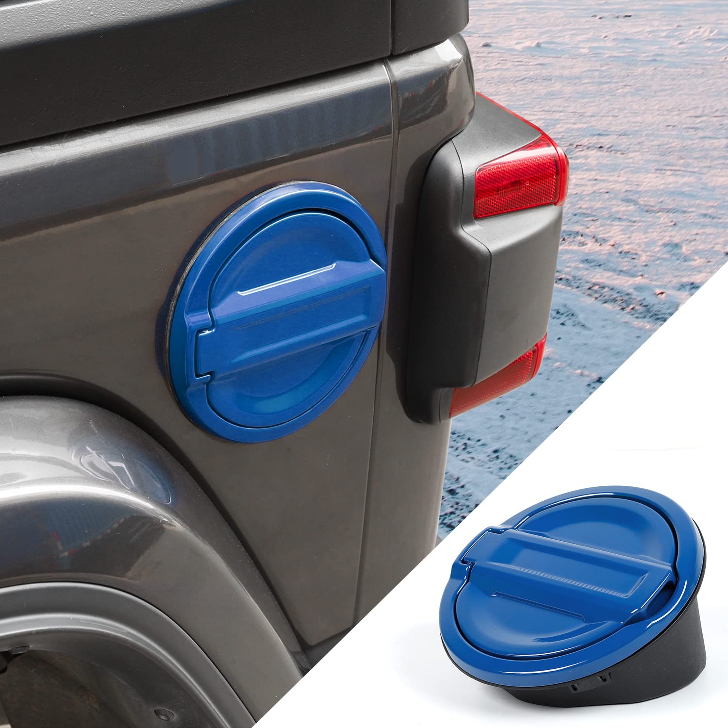 Aluminum Alloy Fuel Tank Cover Gas Cap for 2018-2024 Jeep Wrangler JL (2/4 Door) - Durable Exterior Accessory in Blue | Off-Road Protection & Style Upgrade