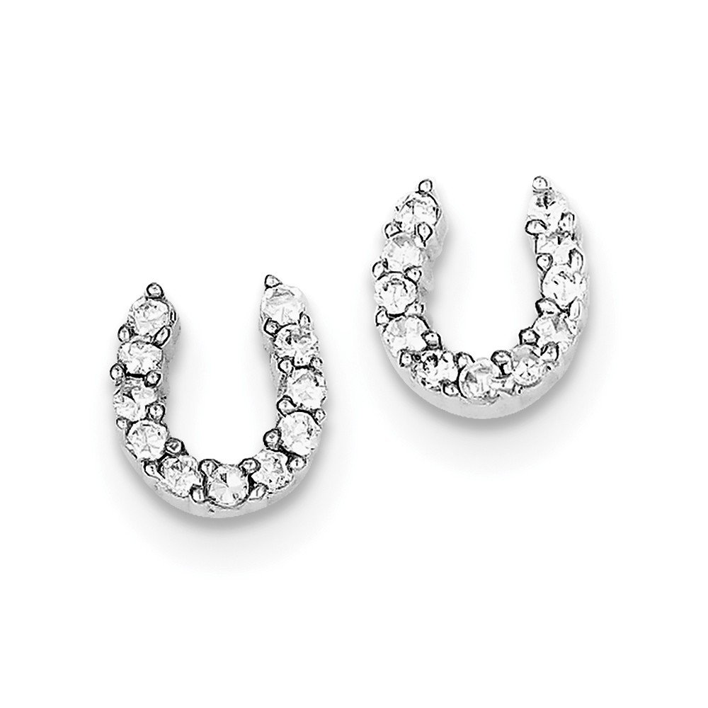 Sterling Silver CZ Horseshoe Stud Earrings for Women - Lucky Charm Jewelry for Everyday Wear & Gifts
