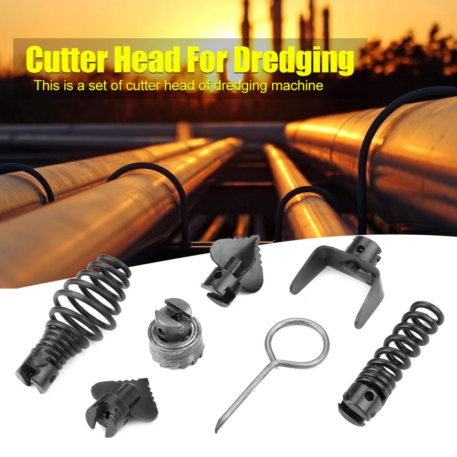 7Pcs 16mm Manganese Steel Drain Cleaner Cutting Head - Heavy Duty Pipeline Dredging Tool for Drain Snake Machines - Corrosion Resistant Spring Auger Replacement - Ideal for Home Plumbing, Sewer Line Cleaning & Commercial Drain Maintenance