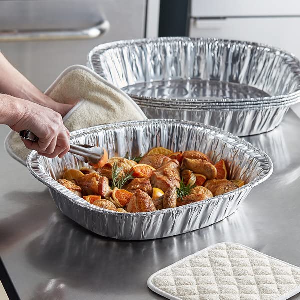 100-Pack Heavy-Duty Disposable Oval Roasting Pans - Extra Large Aluminum Foil Turkey Roaster for Chicken, Meat & Brisket - Perfect for Baking, Roasting & Holiday Cooking - Durable, Deep & Recyclable - Ideal for Thanksgiving, Christmas & Large Family Gatherings