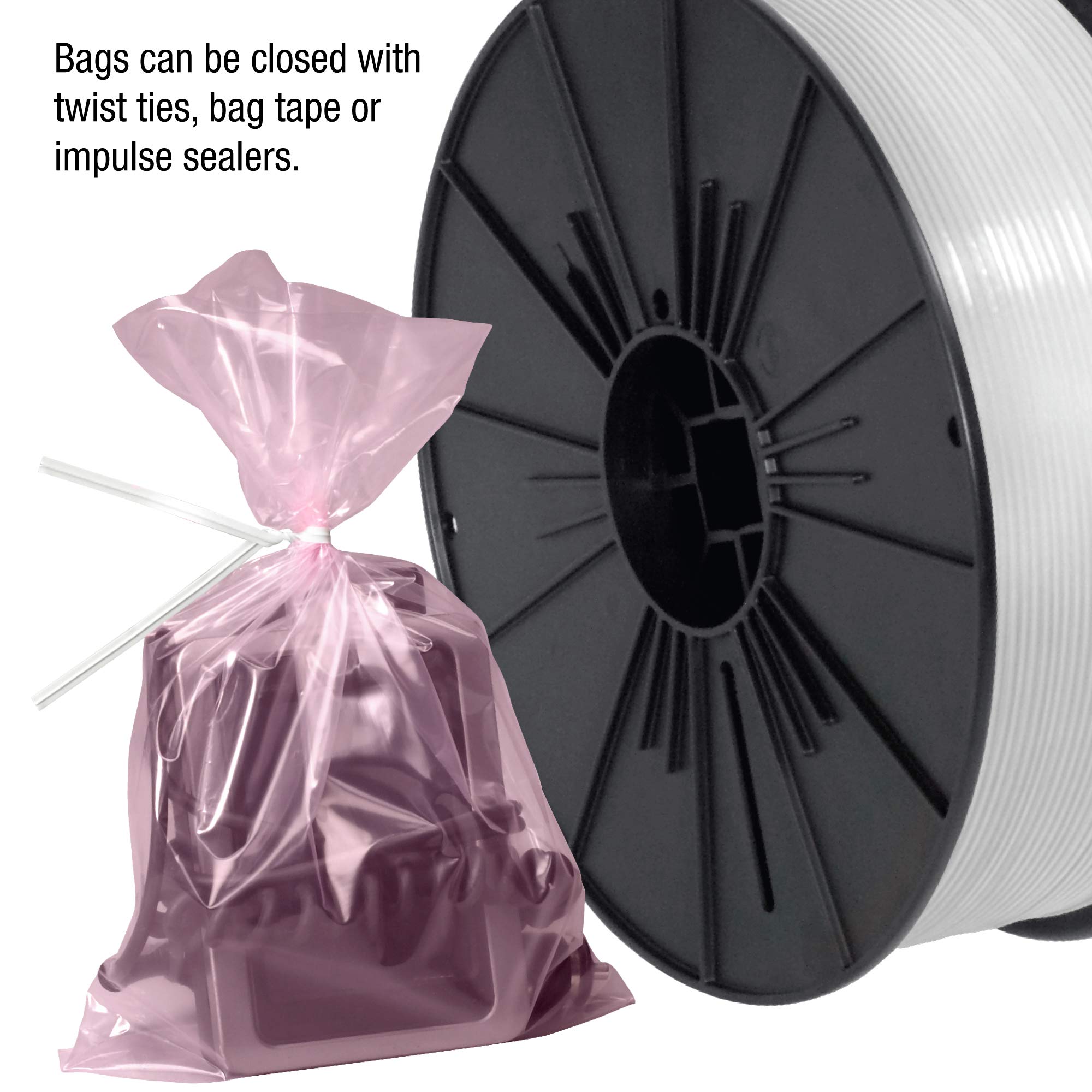 Tape Logic TLPBAS510 Anti-Static 2 Mil Poly Bags 10x14 Inch - 1000 Pack Pink for Electronics Protection | ESD Safe Packaging for Circuit Boards, Components & Sensitive Devices