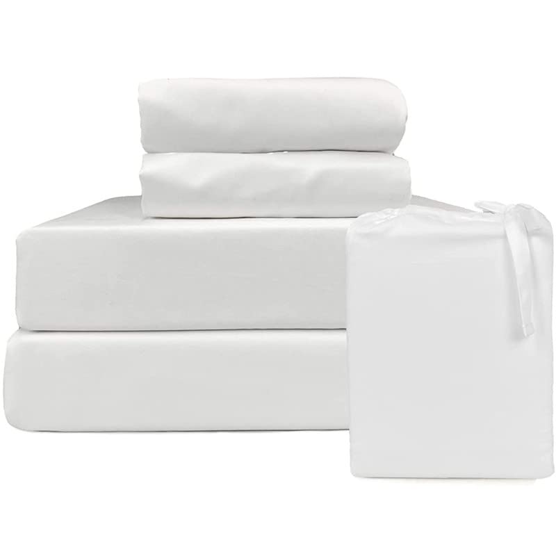 BedVoyage Queen Size Cooling Bed Sheets Set - Bamboo Viscose & Cotton Blend (Fitted Sheet, Flat Sheet, Envelope Pillowcases & Linen Bag) | Breathable & Temperature Regulating for Hot Sleepers | Perfect for Summer Nights & Warm Climate Bedrooms
