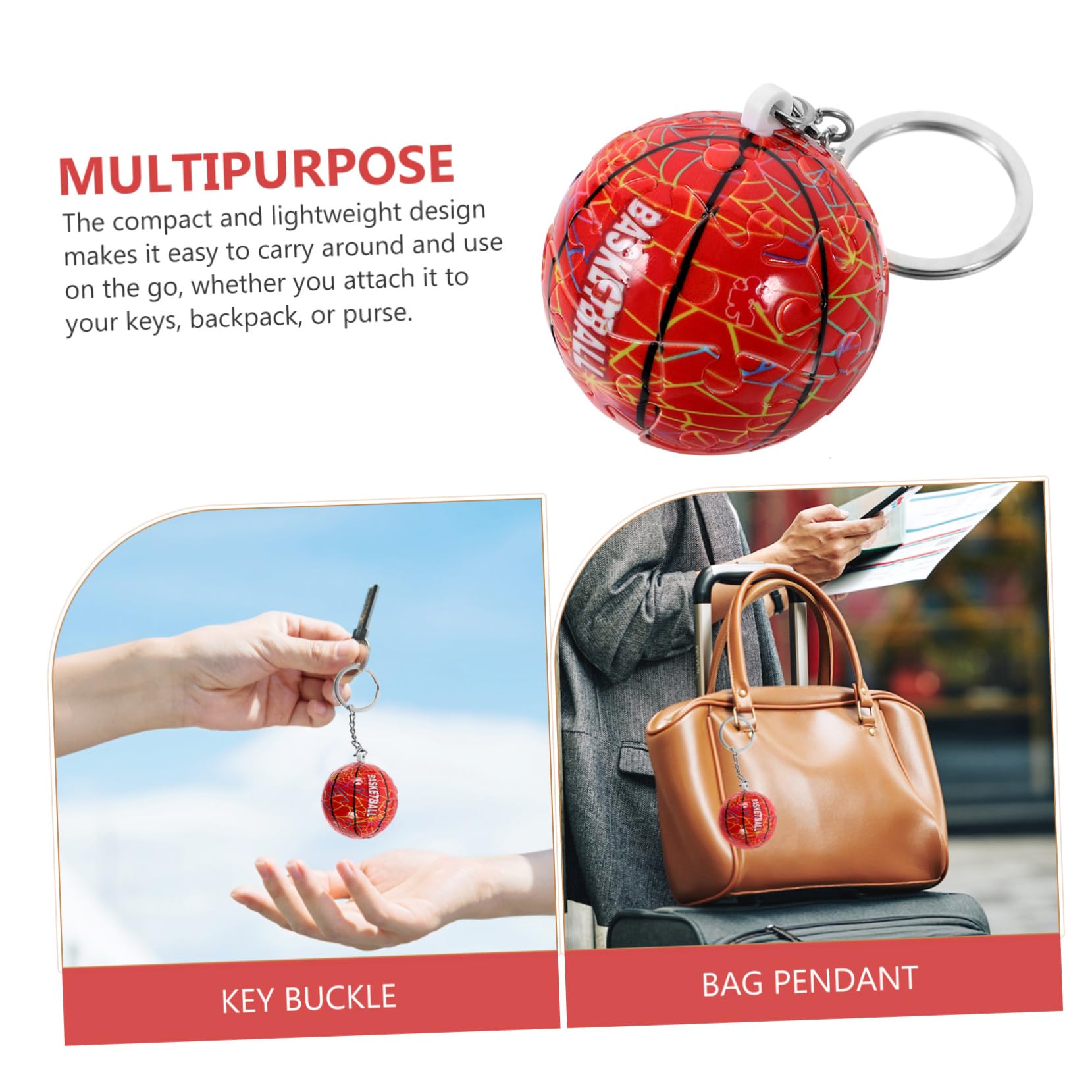 Basketball Keychain - Puzzle Pendant Keyring for Sports Fans