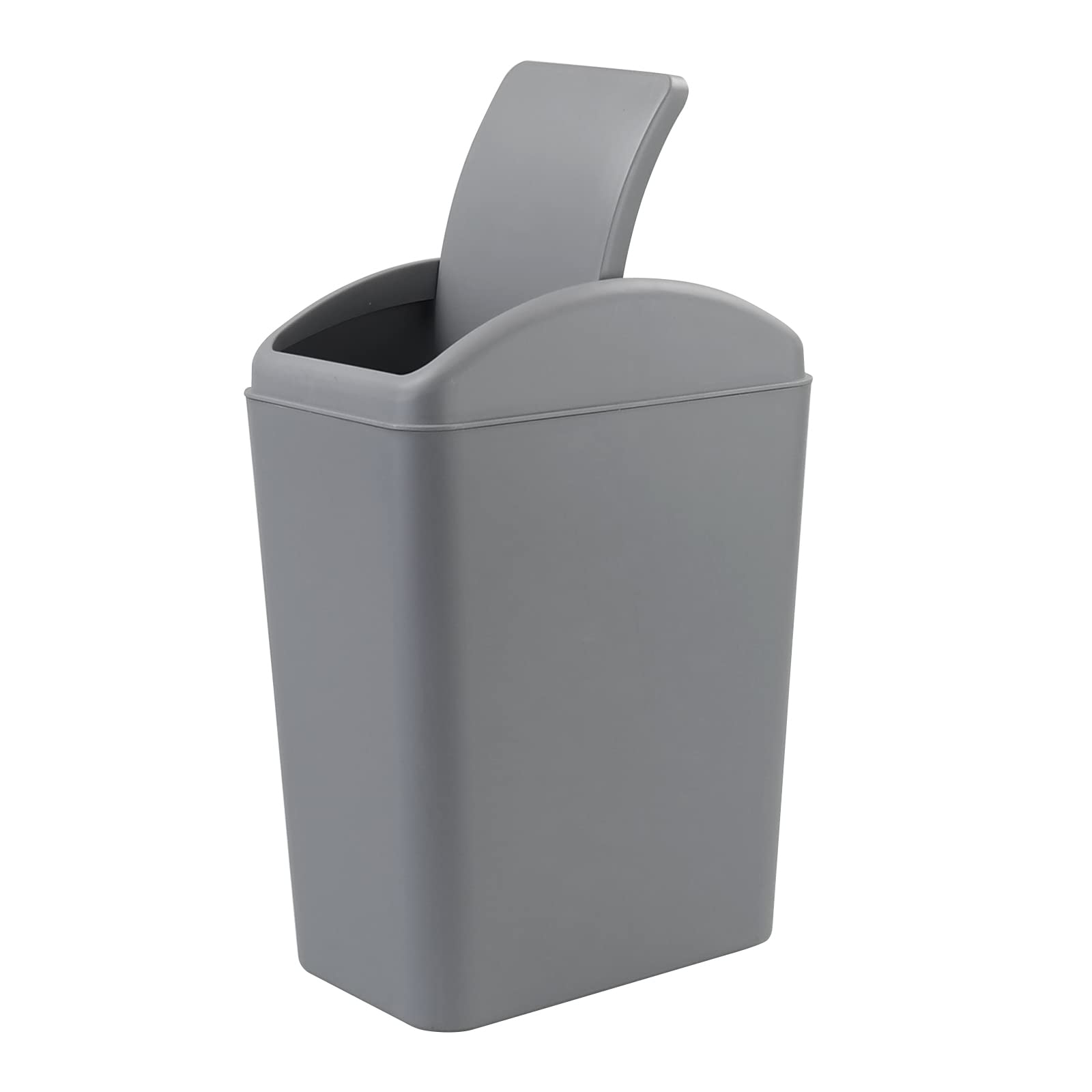 4.5 Gallon Plastic Swing-Top Trash Can with Lid - Odor-Proof Kitchen & Bathroom Waste Bin, Gray - Perfect for Home, Office, Dorm & RV Use