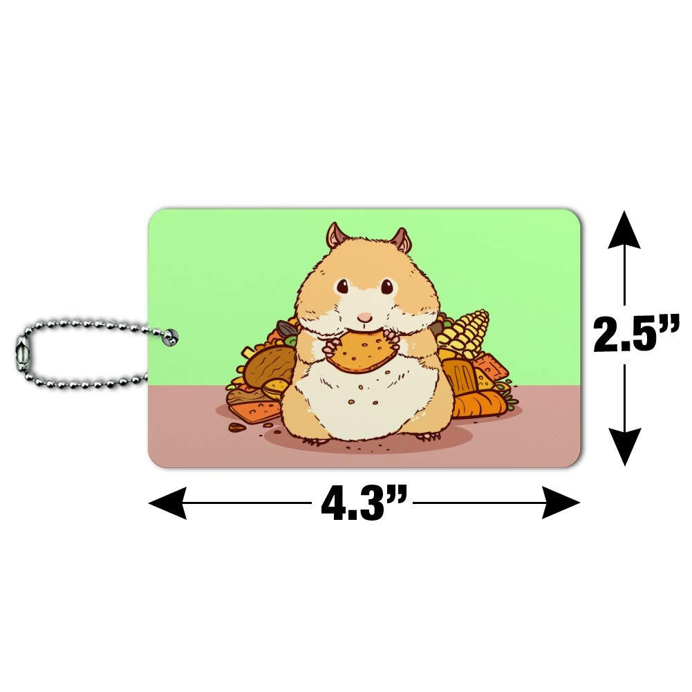 Funny Hamster Eating Food Luggage Tag - Cute Suitcase ID Tag for Carry-On Bags - Perfect for Travel, Kids & Pet Lovers
