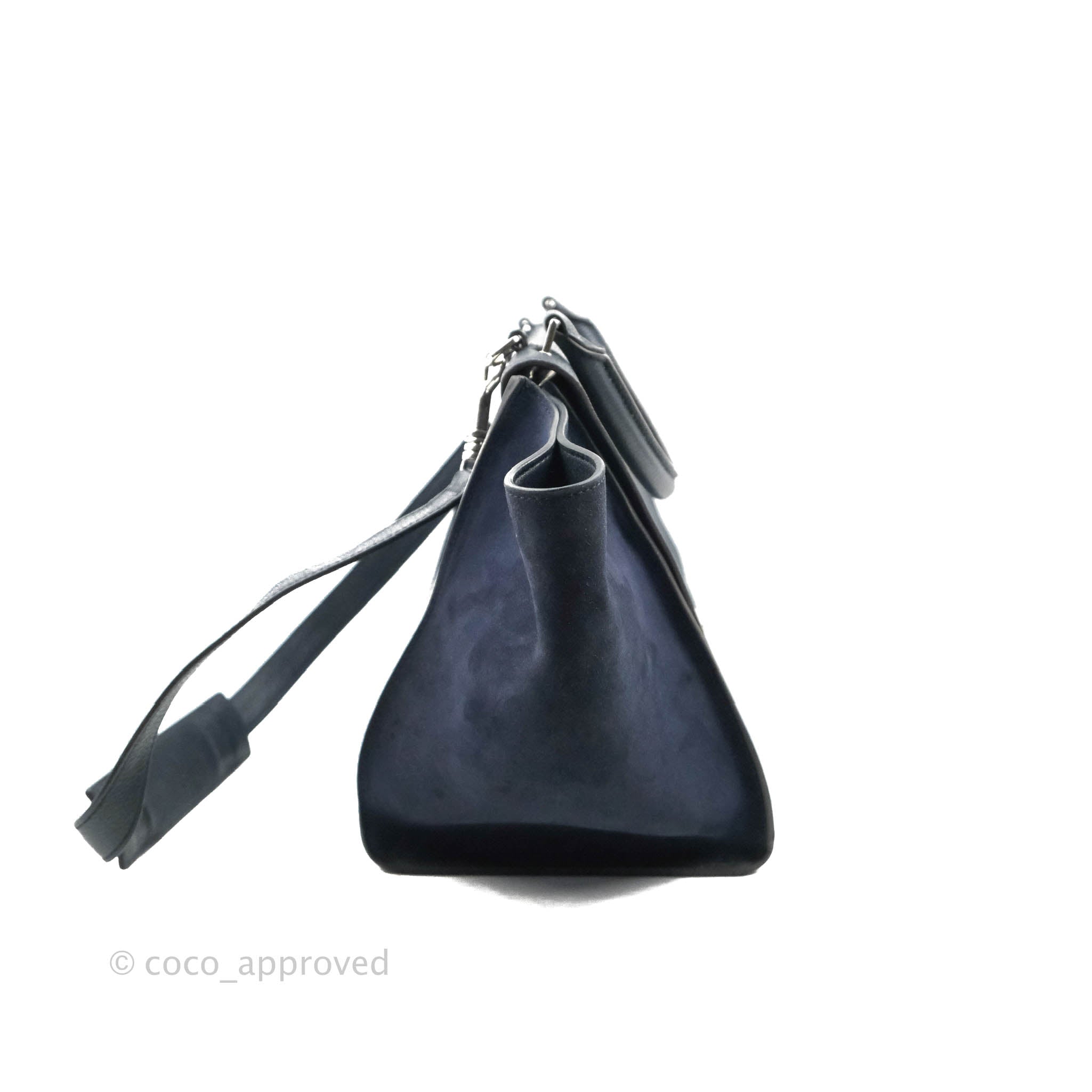 Celine Small Sleek Trapeze Handbag in Navy Calfskin Leather - Perfect for Work, Travel & Everyday Use