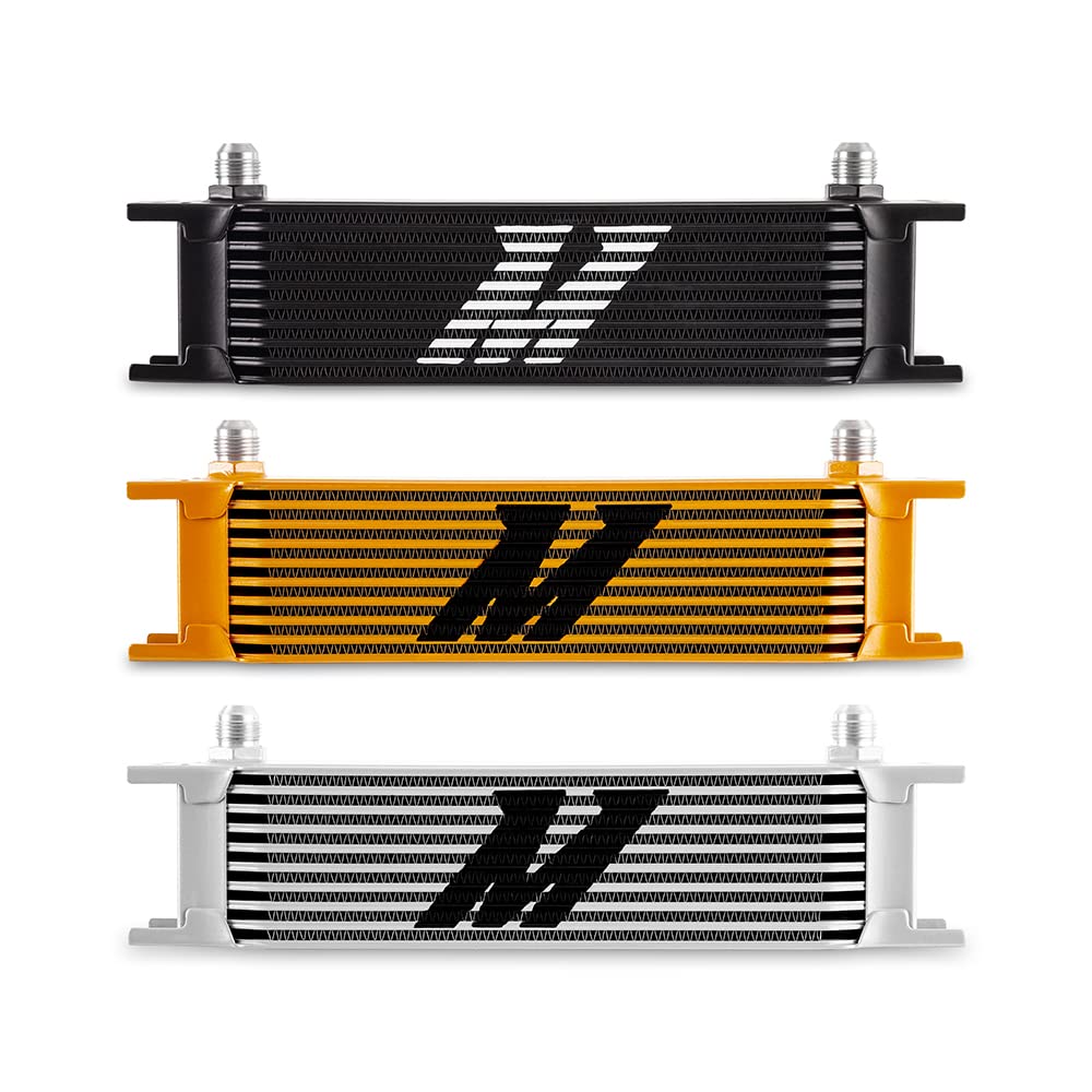 Mishimoto MMOC-10-8GD Universal 10-Row Oil Cooler with 8AN Fittings in Gold Finish - High-Performance Cooling for Racing, Off-Road & Performance Vehicles