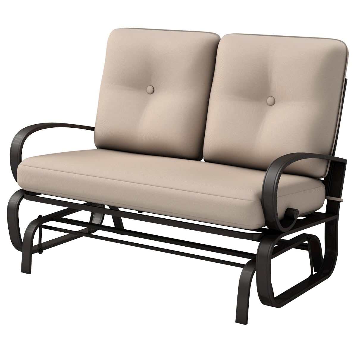 Giantex Outdoor Glider Bench - 2 Person Patio Loveseat with Removable Cushion & Thick Padded Seat, Durable Steel Frame Glider Swing Chair for Deck, Garden, Poolside, Yard, Balcony, Porch - Perfect for Relaxing & Enjoying Outdoor Moments (Beige)