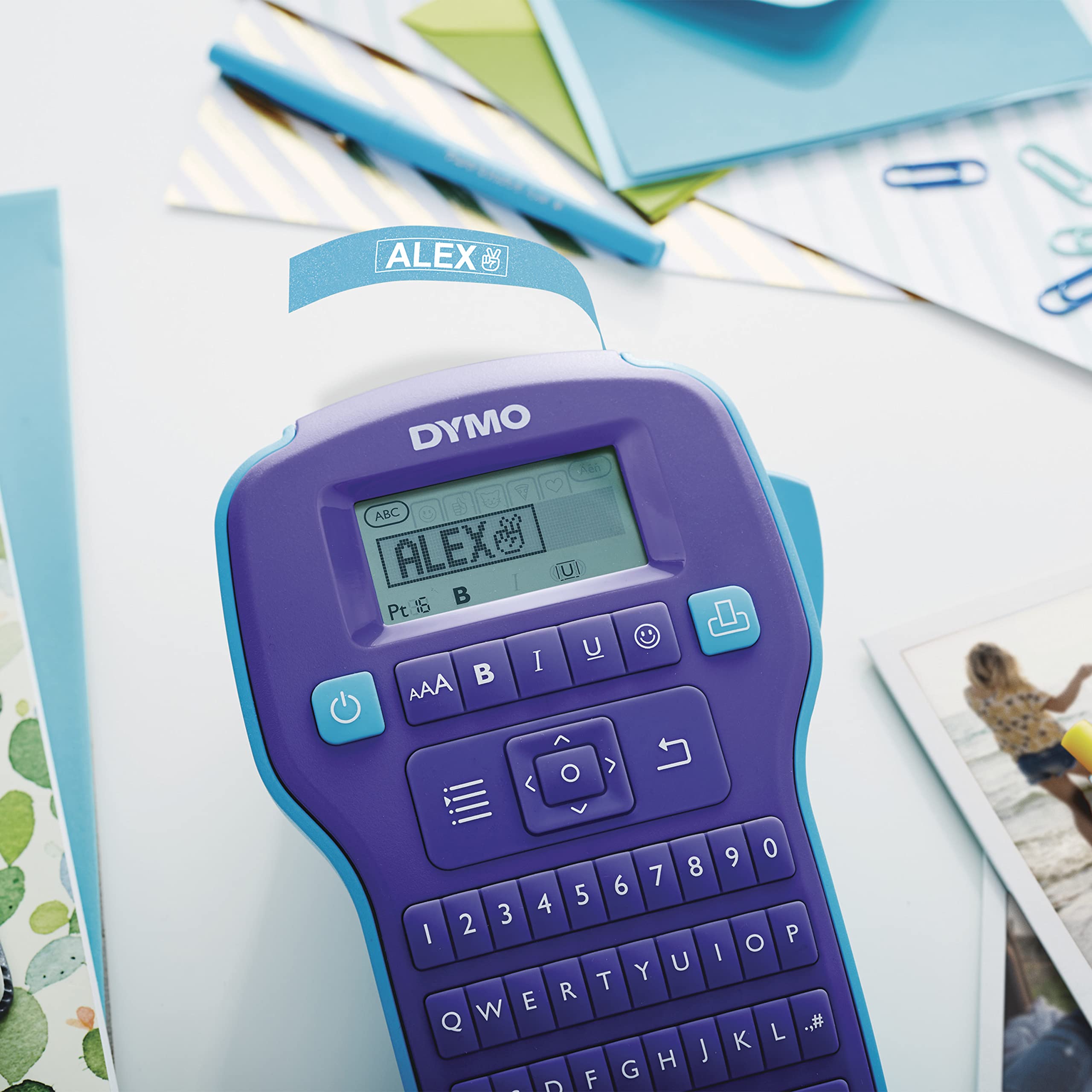 DYMO COLORPOP Authentic Label Maker Tape - 1/2 Inch Wide x 10 Feet Long, White Print on Blue Glitter (D1 Standard) - Perfect for Office Organization, School Supplies & Home Labeling Needs