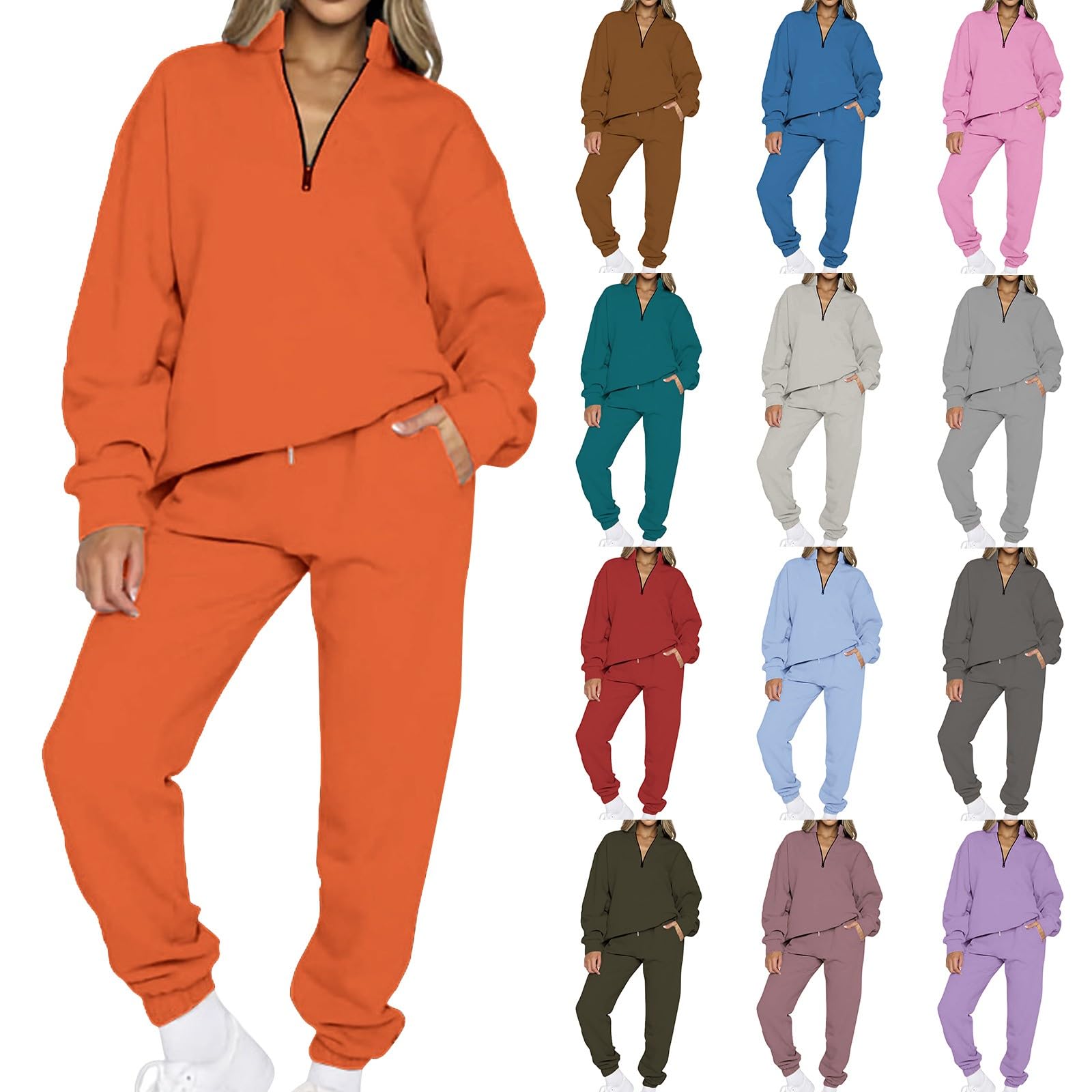 VREWARE Women's Fleece Sweatsuit Set - Cozy Lounge Wear for Home & Outings