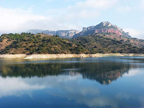 Mountain Reflection Siurana Lake - 20x30 Inch Laminated Wall Art Poster with Vibrant Colors & Stunning Detail - Perfect for Living Room, Bedroom, or Office Decor