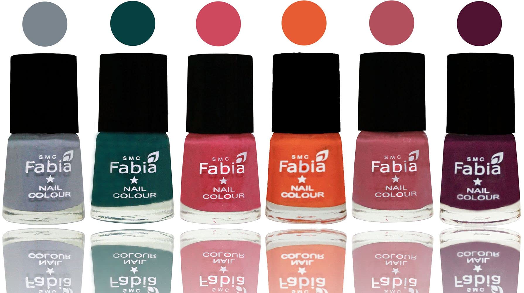 SMC Fabia Shine Bright Glossy Nail Polish Set - 6 Vibrant Colors (02889) | Long-Lasting & Chip-Resistant Nail Enamel for Salon-Quality Manicures at Home, Parties & Special Occasions