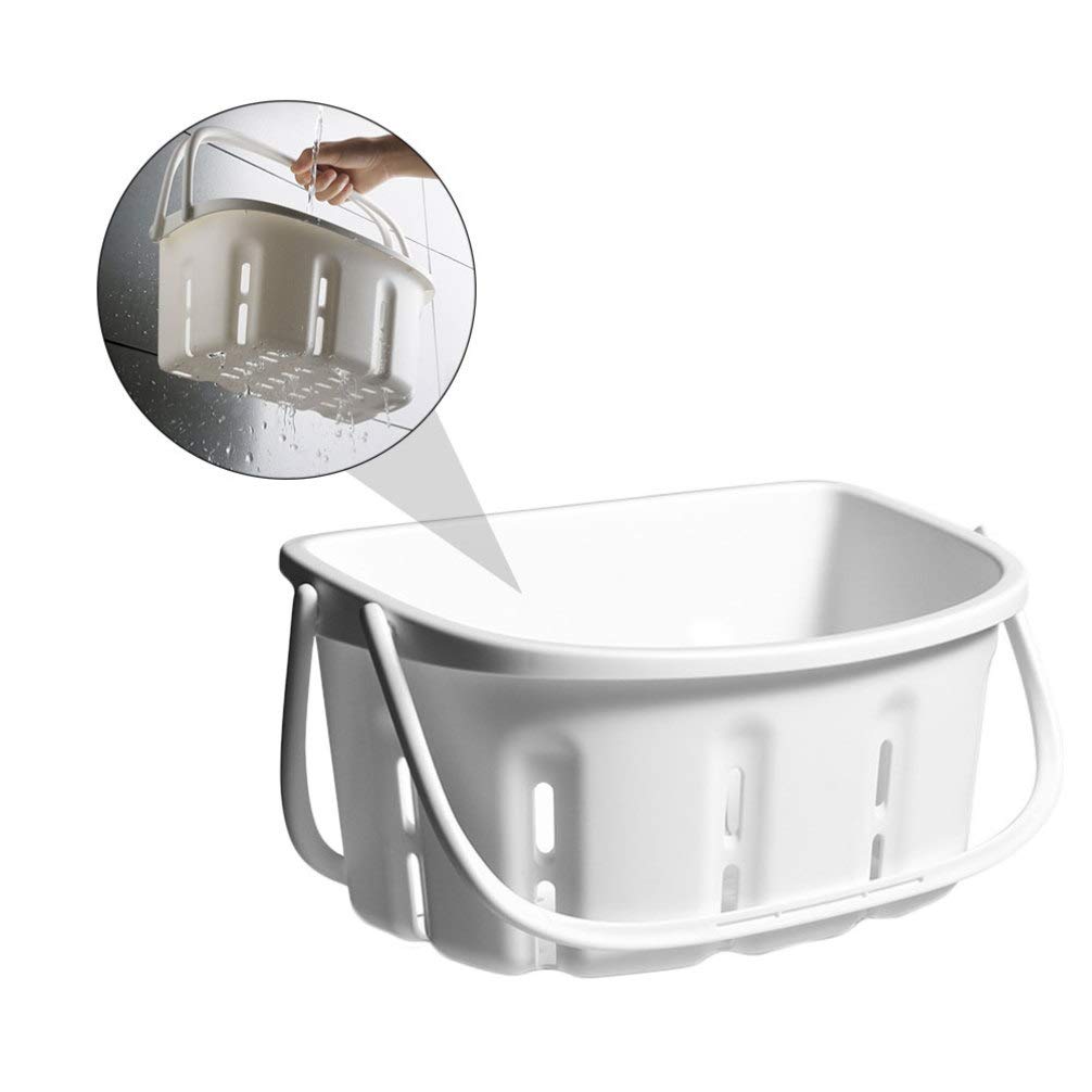 Portable Shampoo Organizer Basket - Plastic Bathroom Storage Bin for Shampoo, Body Wash & Beauty Products | White Toiletry Organizer for Travel, Gym & Home Bathroom Organization