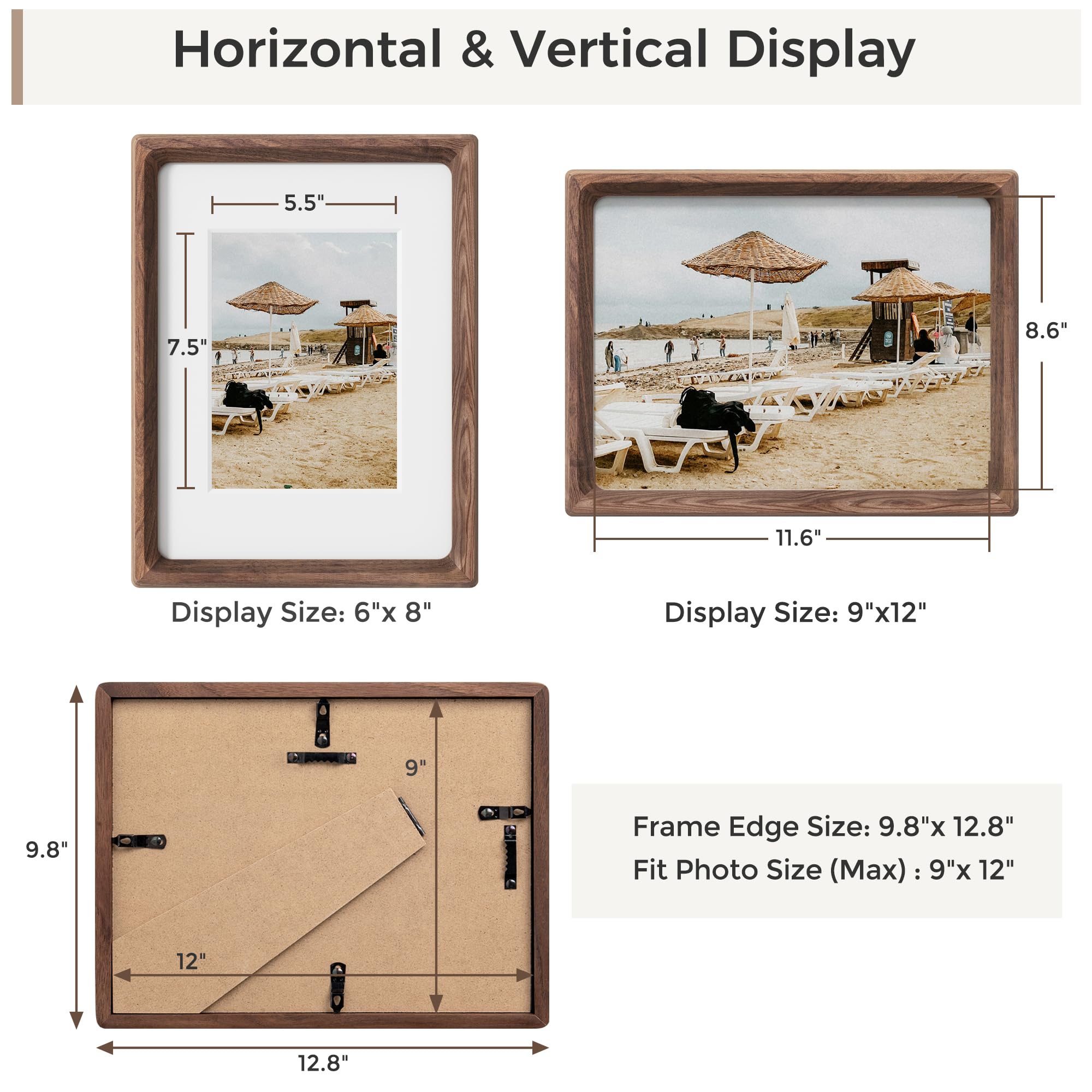 9x12 Walnut Picture Frame - Handcrafted Wood for Graduation & Wedding Photos
