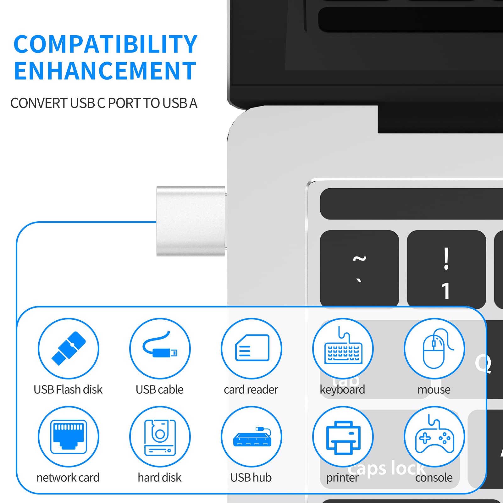 USB C Female to USB Male Adapter 3 Pack - Type C to USB A Charger Cable Converter - Compatible with iPhone 12/11/Pro/Max, iPad Air/Pro, Samsung Galaxy S21/S20, Google Pixel 5/4 - Perfect for Charging, Data Transfer & Device Connectivity at Home, Office or Travel