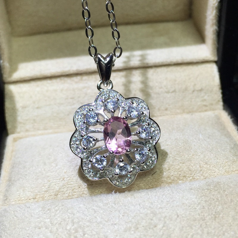 1ct Pink Tourmaline Jewelry Set - Elegant Pink Tourmaline Ring & Necklace for Women | FME S207 | Perfect for Valentine's Day Gifts, Anniversary Presents & Special Occasions