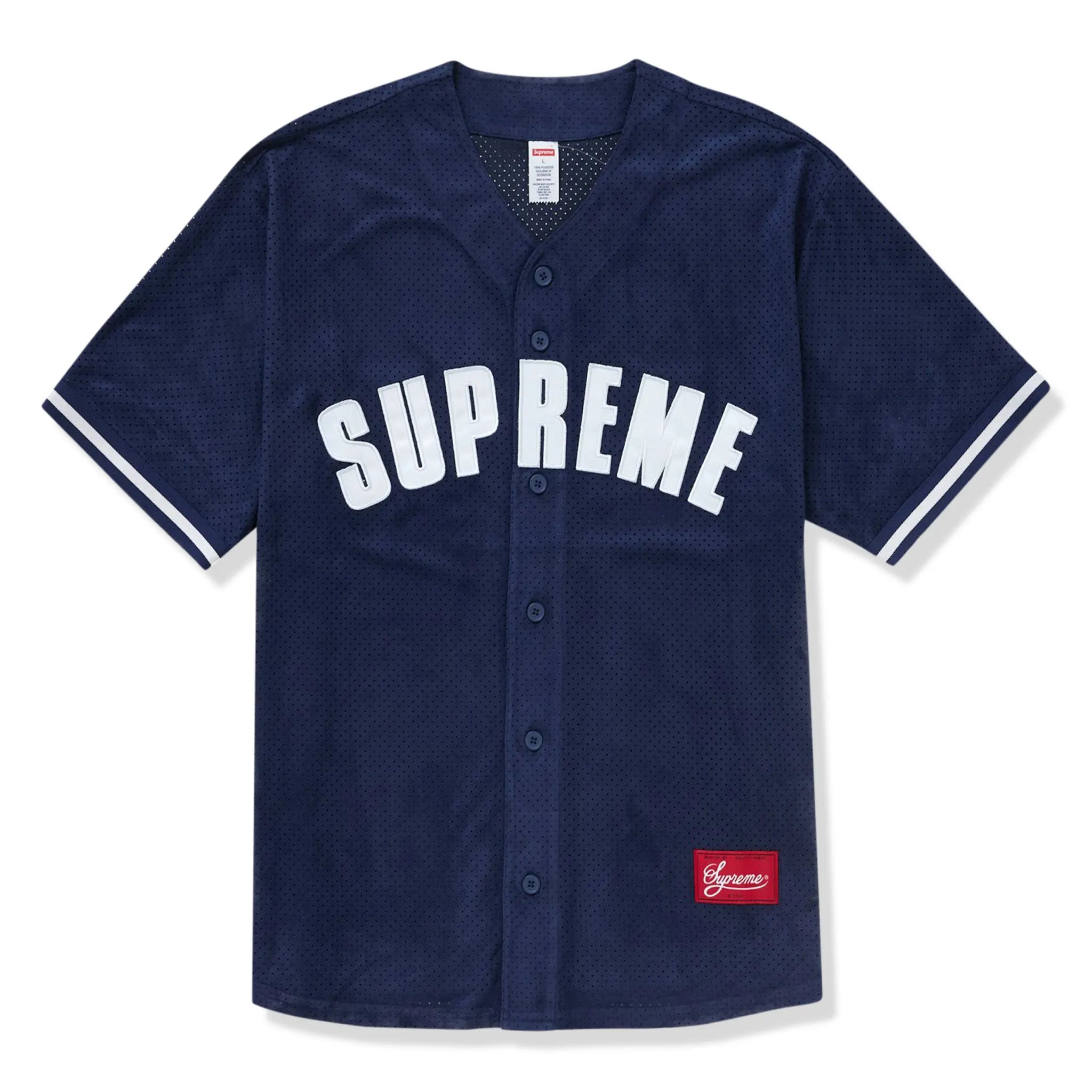 Supreme Ultrasuede Mesh Baseball Jersey - Navy Blue | Lightweight & Breathable for Baseball Games & Casual Wear