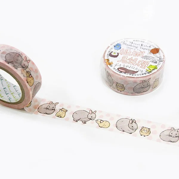 Cute Bunny & Pika Washi Tape Set - Japanese Decorative Paper Tape for Scrapbooking, Journaling, DIY Crafts - Perfect for Bullet Journals, Gift Wrapping & Home Decor