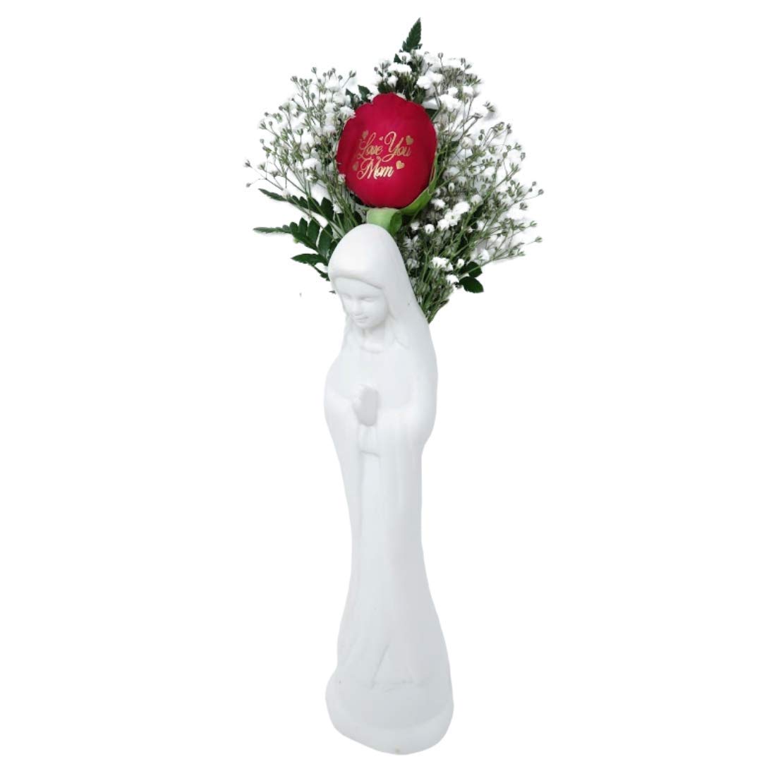 Beautiful Mother's Day Gift - Single Fresh Cut Rose with 'I Love You Mom' Message in 10-Inch Madonna Vase | Next Day Delivery | Perfect for Birthday, Anniversary & Romantic Surprises